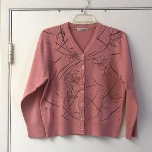 Dadana Pink Cardigan Sweater w/ Flower Design